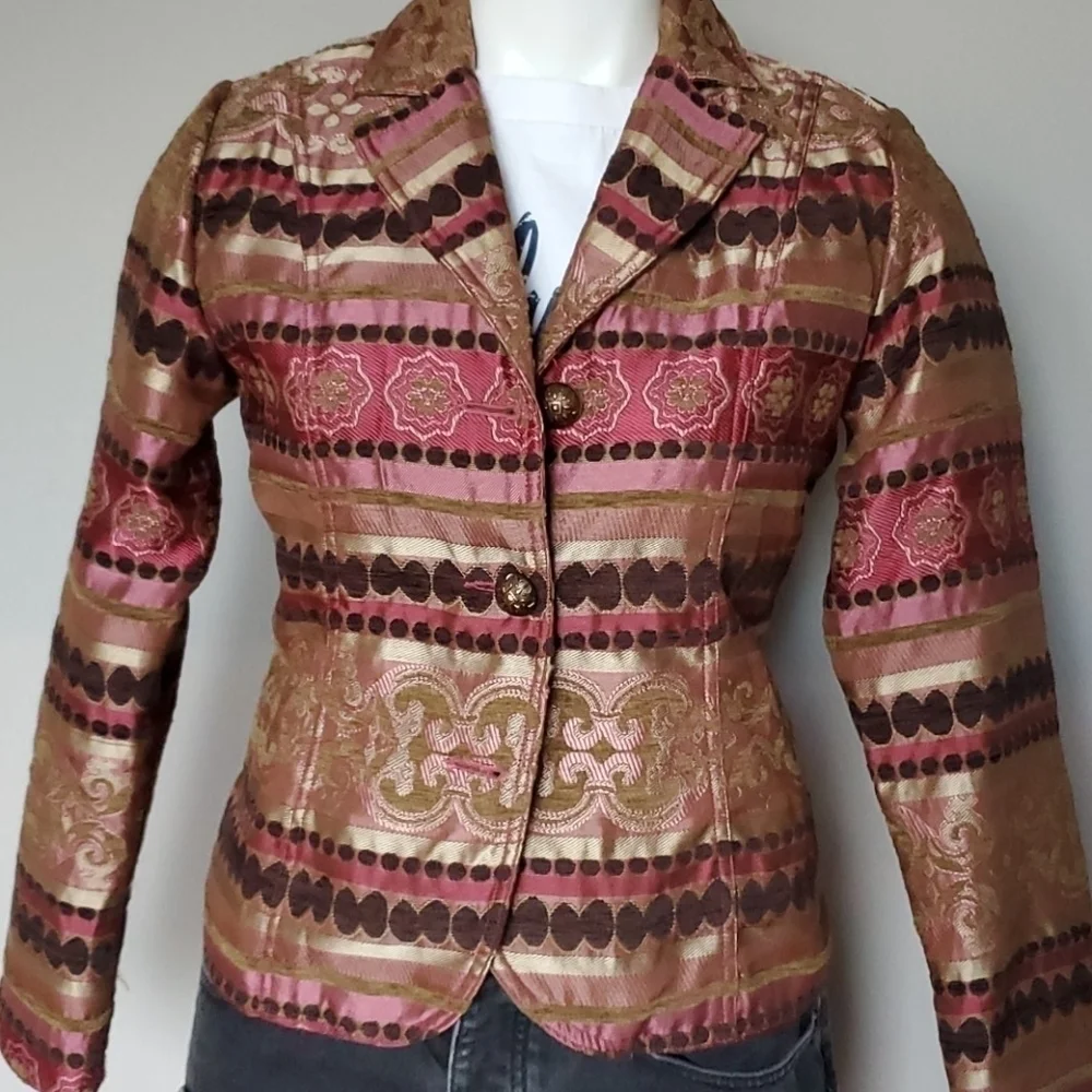 SALE 4/$15 Vintage Erin London Brocade Boho Blazer